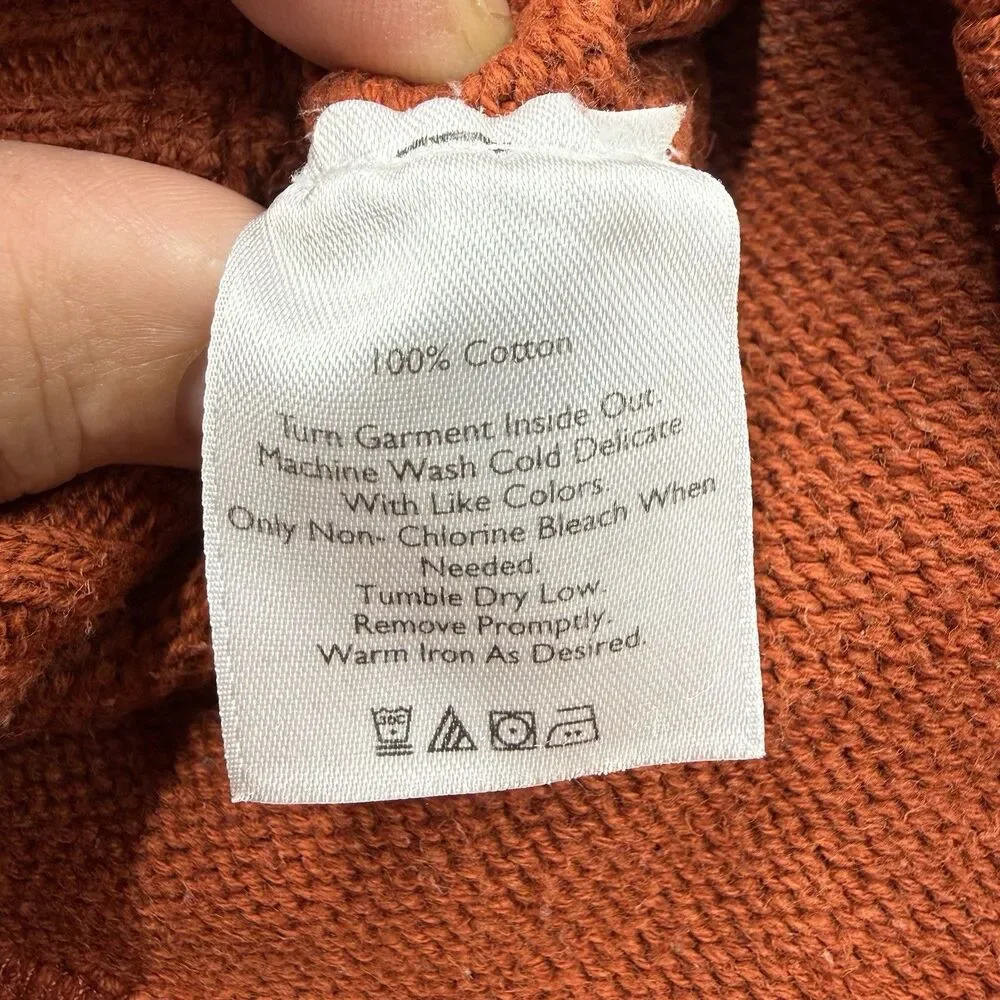 VTG Eddie Bauer Men's XL Rust Knit Cotton Mock Neck Zip Pullover Sweater Casual - Picture 3 of 6